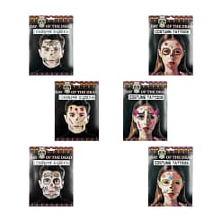 Planilla de tatuajes para el rostro con diseño de catrina