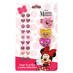 Juego de anillos y aretes adheribles Minnie