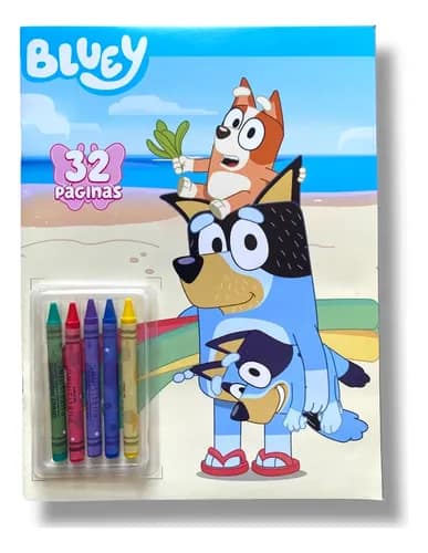 Libro colorear con crayones 32pag Bluey