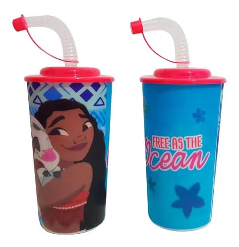 Vaso con popote Moana 450ml