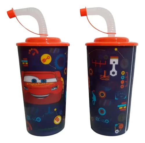 Vaso lenticular con popote Cars